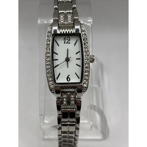 Allude Women's Watch Silver 7" Bracelet‎ Band Rhinestone Bezel- New Battery